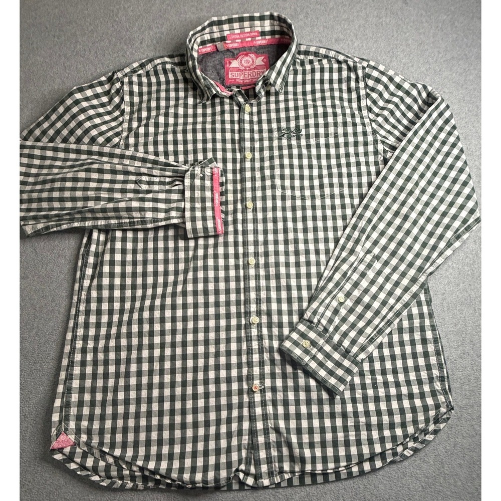 Superdry Gingham Shirt XXL Green White Check Button Down XXL